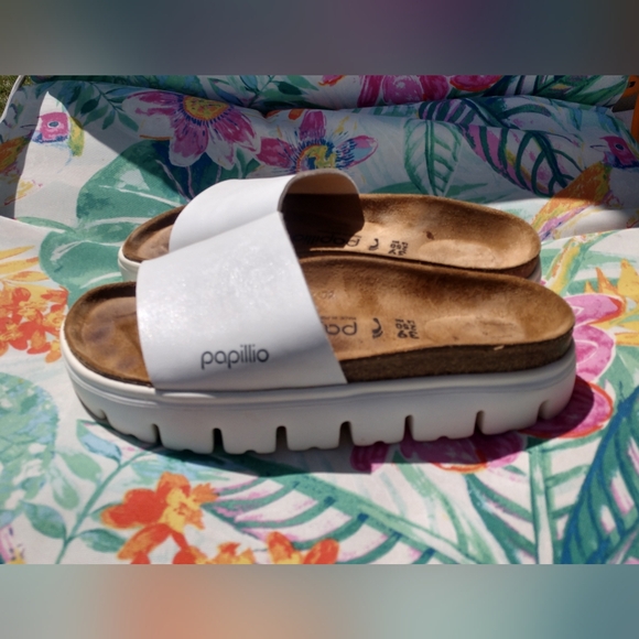 Birkenstock Shoes - Birkenstock Papillio Women's White Chunky Slide Sandals 39 N